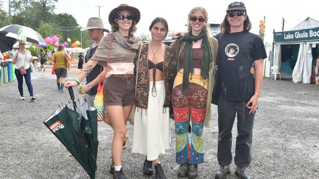 Jessica Midsun, Alyssa Bradford, Elena Matthews, Tyler Kiem at the Woodford Folk Festival. Wednesday December 28, 2022. Picture, John Gass