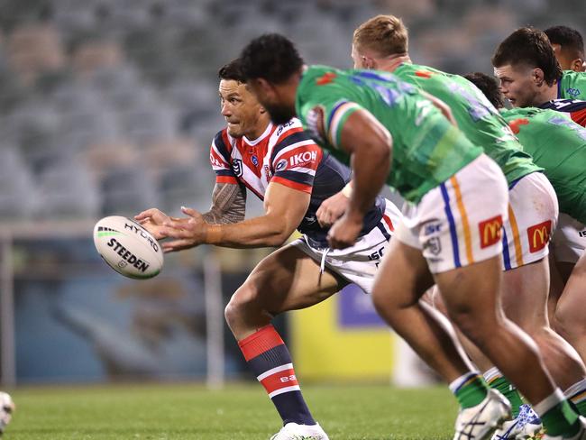 Roosters' Sonny Bill Williams had plenty of screen time.