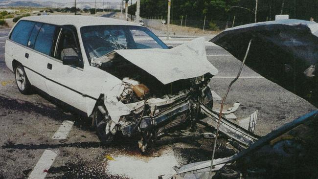 The scene of the accident that killed Abigail Ralph. Jarrod Pyne was driving the white car.