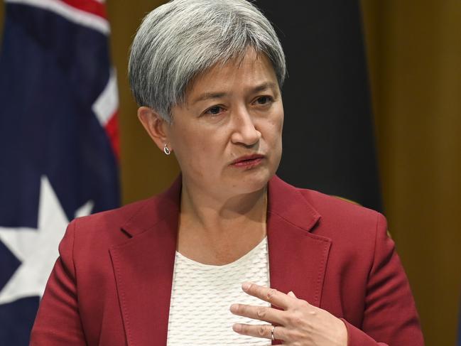 CANBERRA, AUSTRALIA, NewsWire Photos. MARCH 20, 2024: Minister for Foreign Affairs Penny Wong holds a press conference at Parliament House in Canberra. Picture: NCA NewsWire / Martin Ollman