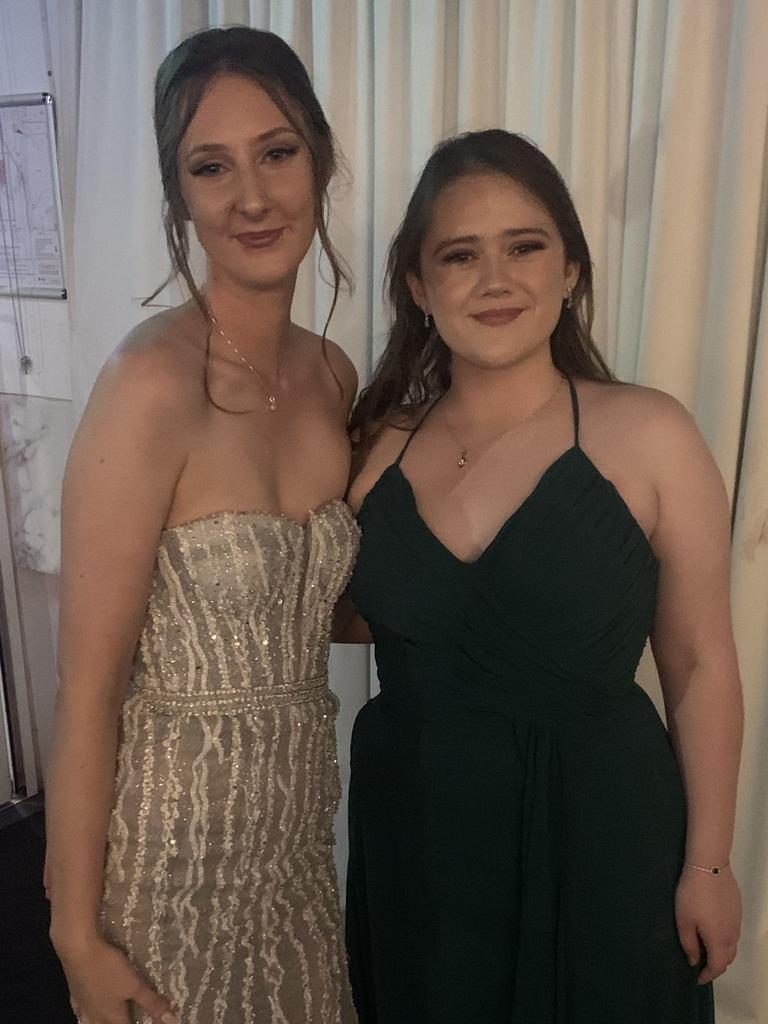 Natalie Brandis and Ellen Lock at the 2021 Springfield Central State High School Year 12 formal on the 17th of November 2021. Picture: Supplied