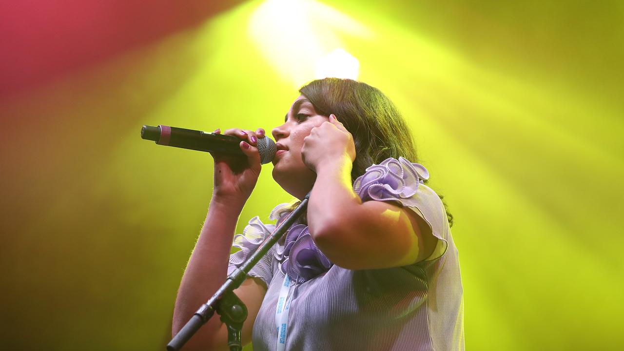 Thelma Plum performs on the Amphitheatre stage at Splendour In The Grass 2019. (Photo by Mark Metcalfe/Getty Images)