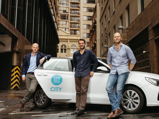 Dom Taylor, General Manager, Uber Australia & New Zealand; Dave Trumbull, CTO & Co-founder, Car Next Door; Will Davies, CEO & Co-founder, Car Next Door.