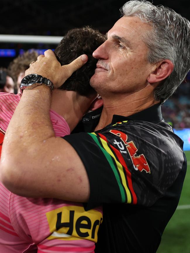 Ivan and Nathan Cleary embrace. Picture: Getty Images