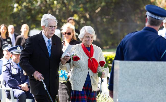 Former police officer John Morrison his wife Marion Morrison pay tribute to police officers who lost their lives serving the community.