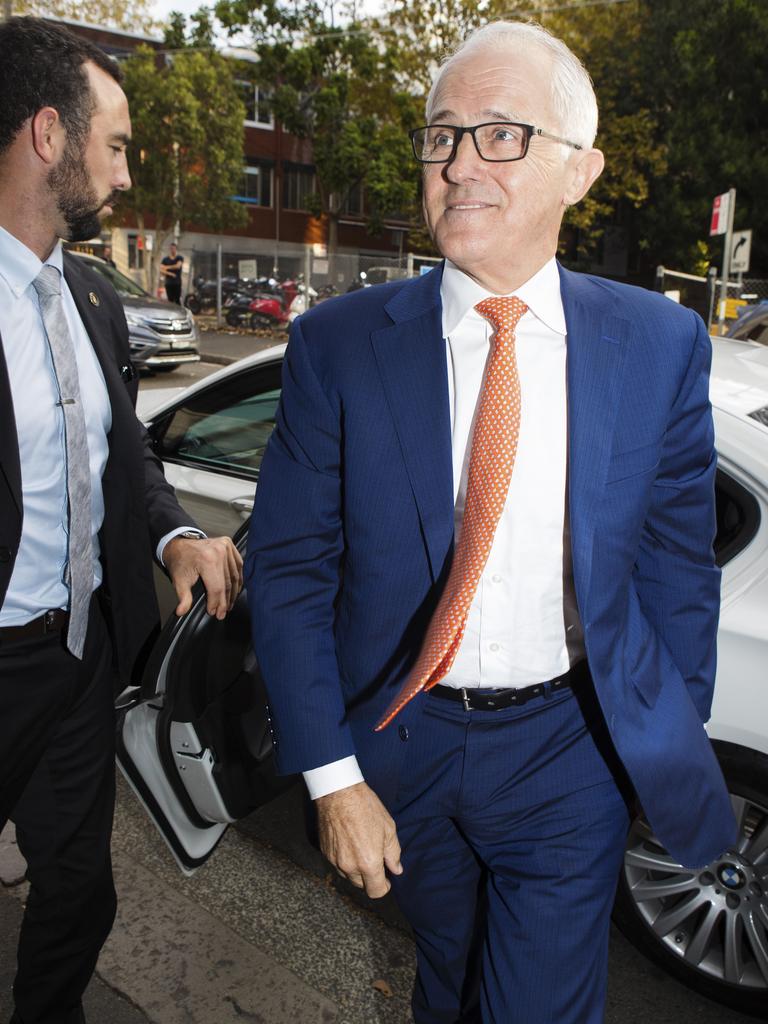 Mr Turnbull arrives at the News Corp headquarters in Surry Hills on Monday. Picture: Hollie Adams