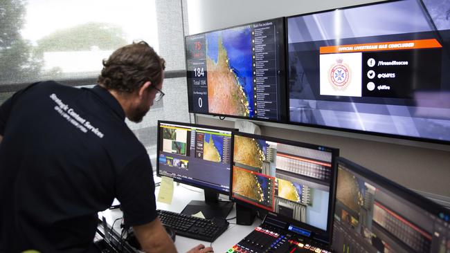 Bushfire map of SEQ, at the Kedron Emergency Services Complex. Cnr Park Road and Kedron Park Road, Brisbane, 11th of September 2019. (AAP Image/Attila Csaszar)