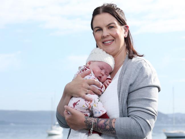 Central Coast mum, Alex Crawley, 34 pictured with her 7 week old daughter Mia. The government is urging everyone to include all their children in this year's census. Picture: David Swift