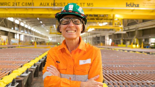 BHP Olympic Dam asset president Jennifer Purdie at the mine’s copper processing operations. Pictures: Supplied.