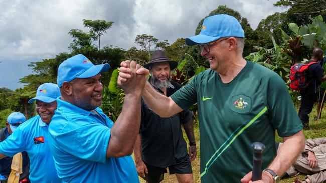 Mr Marape with Mr Albanese on the Kokoda Track in April Picture: PMO