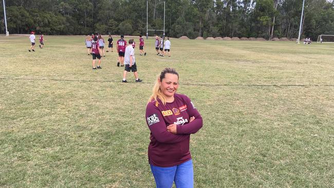 Tesi Niu's mother Lesieli at the ground where he shone for Marsden SHS