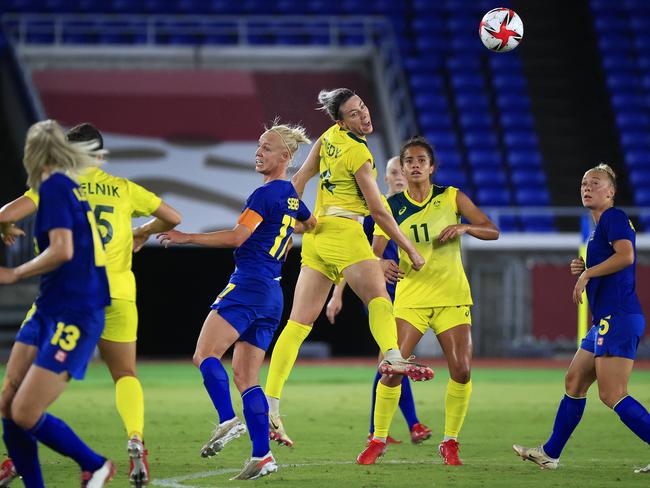 The Matildas and the Sweden clash at last year’s Tokyo Olympics. Picture: Adam Head