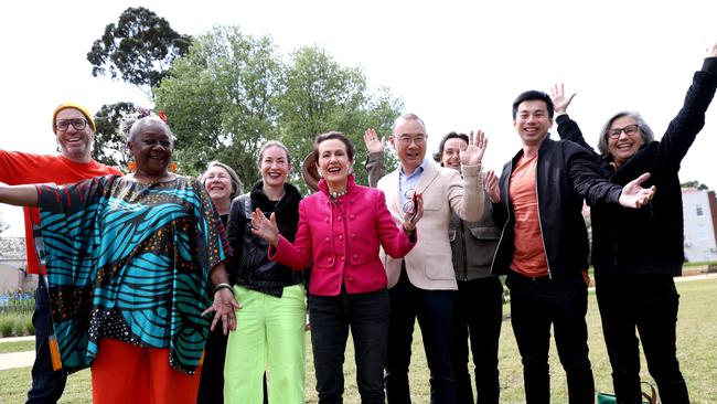 Clover Moore pictured with her team following her historic win for a sixth term as Sydney lord mayor. Picture: NewsWire / Damian Shaw