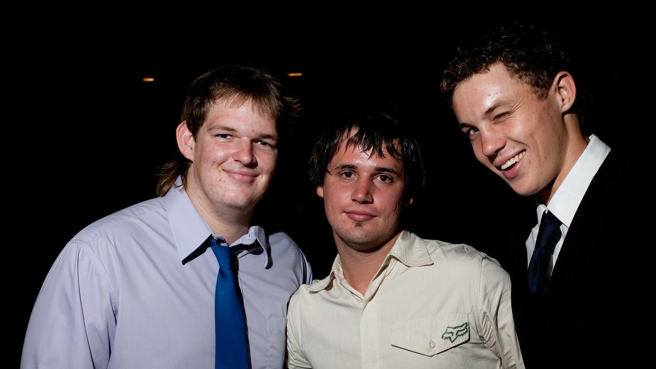 Andrew Lague, Stephen Hampel and Daniel Banks at the 2009 Taminmin College formal at the Crown Hotel. Picture: NT NEWS