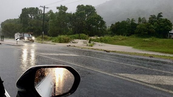 Localised flooding is occurring across the far north as rain continues to fall. Captain Cook Highway, Palm Cove. Image: Facebook/My police greater Cairns