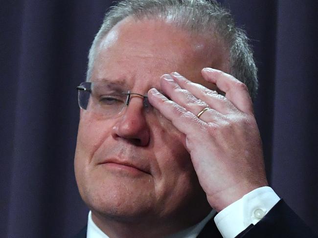 Prime Minister Scott Morrison speaks at a press conference at Parliament House in Canberra, Sunday, February 2, 2020. Bridget McKenzie has given Prime Minister Scott Morrison her resignation as agriculture minister over sports funding decisions she made in her previous portfolio as sports minister. (AAP Image/Mick Tsikas) NO ARCHIVING