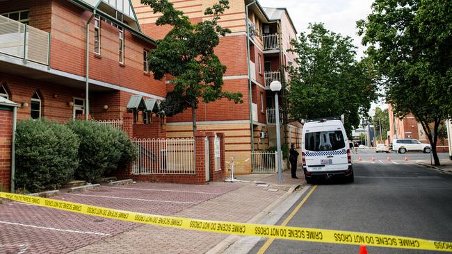 Sturt St was blocked off on Wednesday morning as police investigated the suspicious death. Picture: NCA NewsWire / Morgan Sette