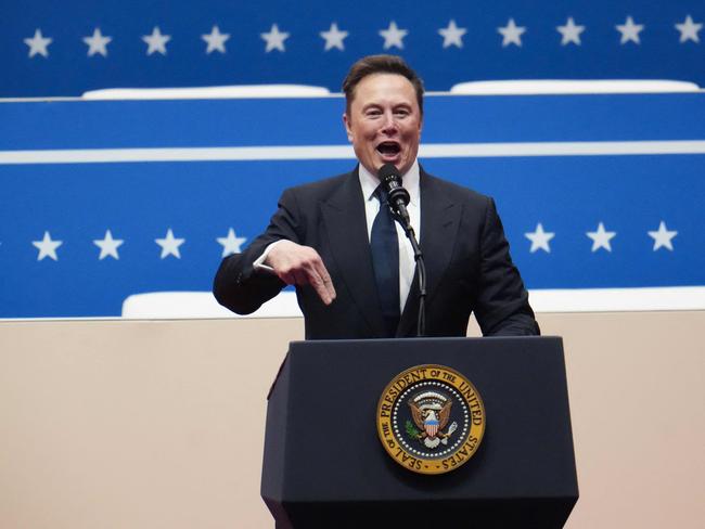 Elon Musk speaks during the Trump inauguration. Picture: Getty Images via AFP