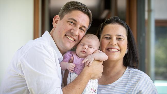 Will Goodings and wife Alison Boag with their six-week old daughter Rosie Goodings. Picture Emma Brasier