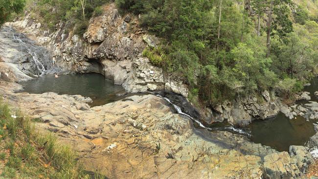 Pictured enjoying one of the Gold Coast popular locals secret spots, The Cedar Creek falls and Rock pools. Picture: Mike Batterham