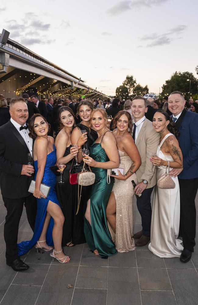 At LifeFlight Toowoomba Gala are (from left) Daniel Farr, Katie Farr, Chlie Gallagher, Abbey Phipps, Amanda Harvey, Jess McKay, Josh McKay, Tarah Preston-Holland and Daniel Holland at The Goods Shed. Picture: Kevin Farmer