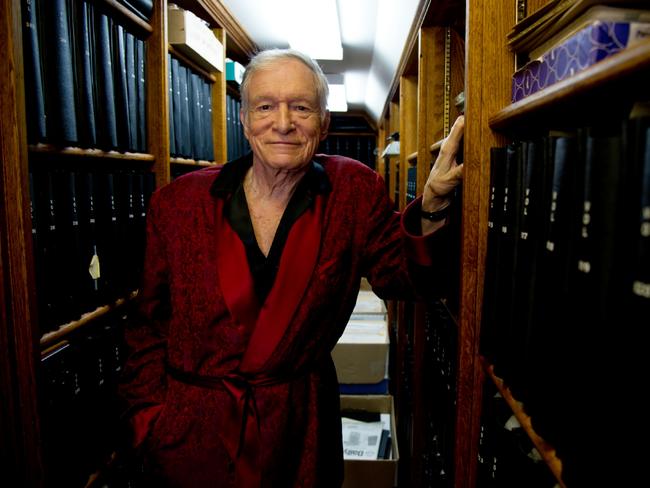 American magazine publisher, founder and Chief Creative Officer of Playboy Enterprises, Hugh Hefner poses for a photograph at his home at the Playboy Mansion in Beverly Hills, Calif. Oct. 13, 2011 Picture: AP