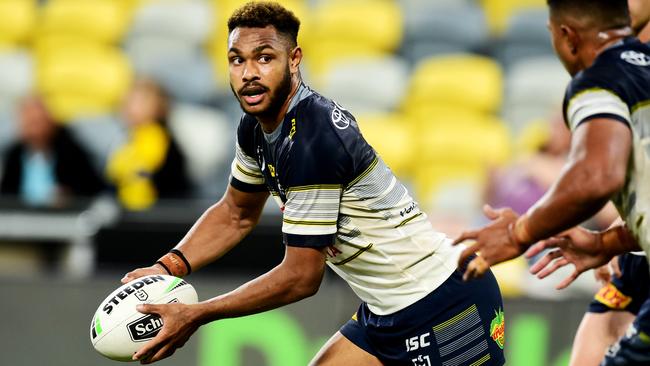 NRL; North Queensland Cowboys Vs Sydney Roosters at Queensland Country Bank Stadium. Hamiso Tabuai-Fidow . Picture: Alix Sweeney