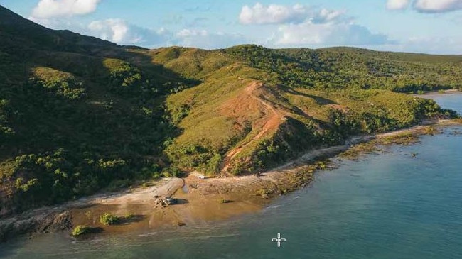 A drone image of the jetty location for the Cape Flattery project owned by Metallica.