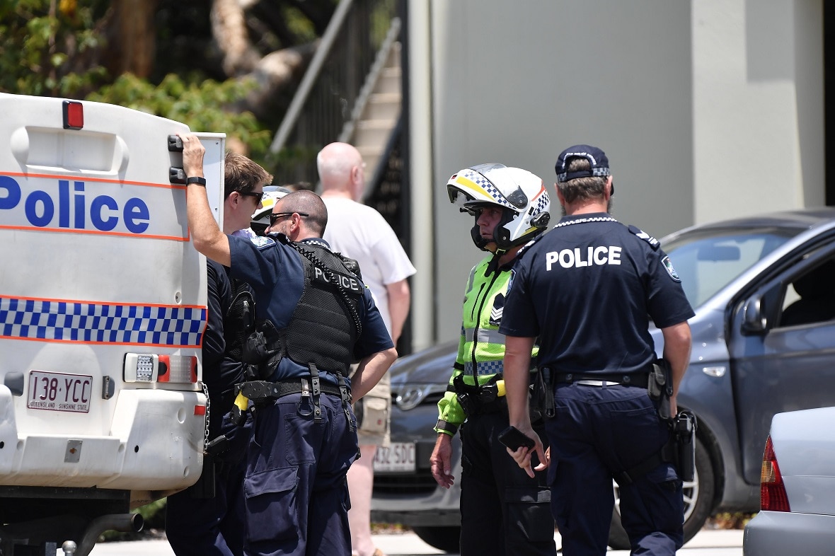 Police arrest a man after a large search in Caloundra.