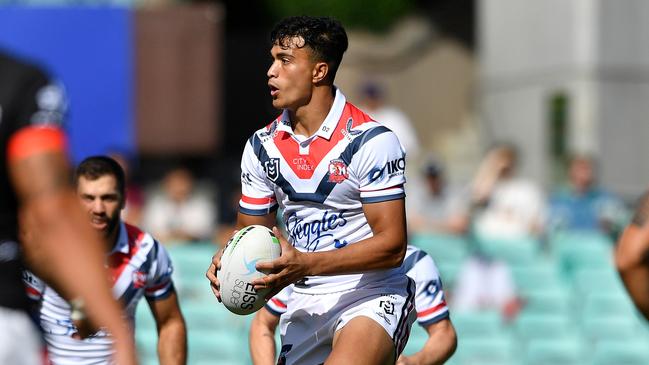 Suaalii’s Roosters defeated the Warriors 22-14 at home. Credit: NRL Images.