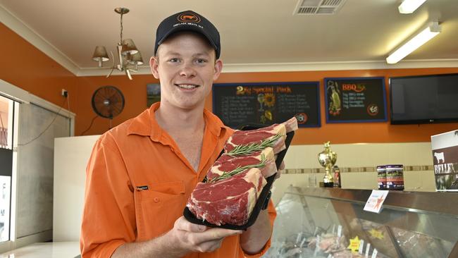 Lochlan Waters is 21 and just finished his butcher apprenticeship. He bought UniPlaza Meats and has boosted sales and is super busy.