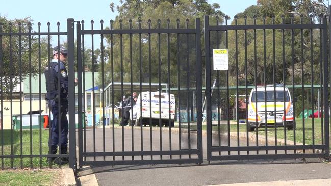 The school was closed and an outdoor area cordoned off by detectives close to a change room building. Picture: TNV