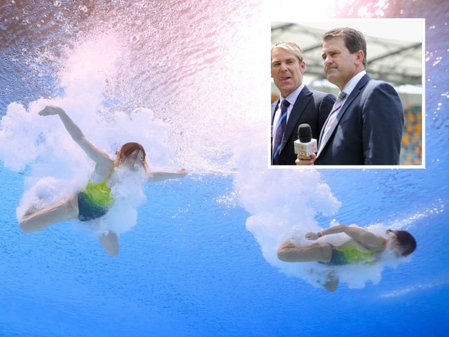 Channel 9's decision to have Mark Taylor commentate the diving was slammed. Pictures: Getty