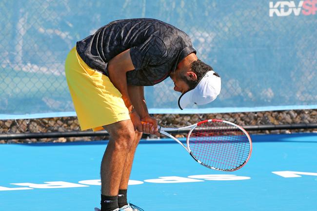 Action from the International Tennis Federation junior tournament at KDV on the Gold Coast. Picture: Tertius Pickard