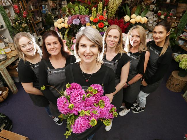 Best of Melbourne Florist Vote: Blooms on Brice. (L-R) Rachael, Fiona,Owner Kerri Grassby, Meaghan, Colleen and Courtney Picture Norm Oorloff