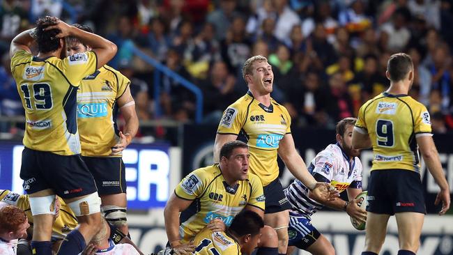 CAPE TOWN, SOUTH AFRICA - MAY 09: David Pocock of the Brumbies react to the referees call during the Super Rugby match between DHL Stormers and Brumbies at DHL Newlands Stadium on May 09, 2015 in Cape Town, South Africa. (Photo by Carl Fourie/Gallo Images)