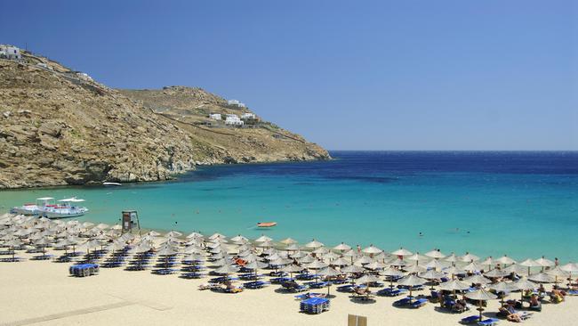 Super paradise beach on Mykonos island in Greece. Picture: Getty