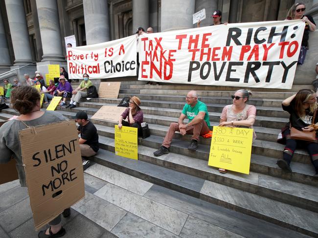 A Jobseeker rally in Adelaide. Picture: Kelly Barnes/NCA NewsWire