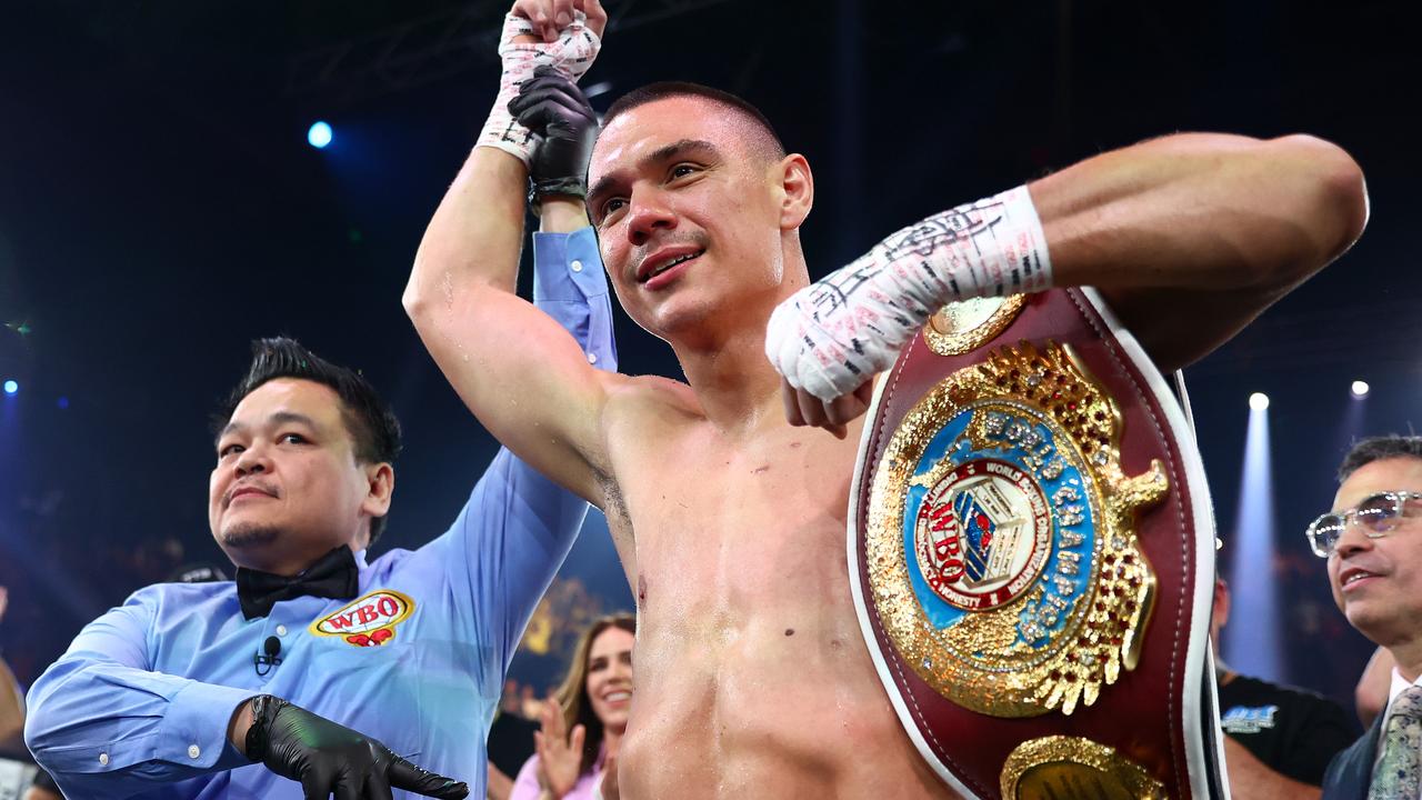 The champ is here. Photo by Chris Hyde/Getty Images.