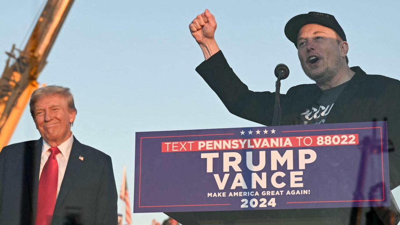 (Tesla CEO Elon Musk speaks on stage as he joins former US President and Republican presidential candidate Donald Trump during a campaign rally. Picture: Jim Watson/AFP