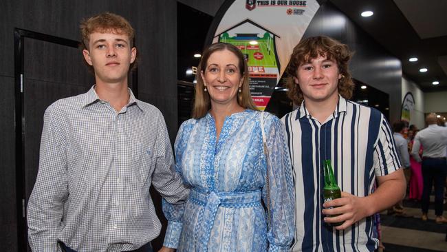 Will Simpson, Amy Simpson and Harry Fulton from the Under 18s Litchfield Bears at the 2023 NRL NT Frank Johnson / Gaynor Maggs medal night. Picture: Pema Tamang Pakhrin