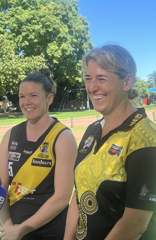 Nightcliff Tigers player Hayley Jones, Treasurer Liz Oliver at the Nightcliff Oval.