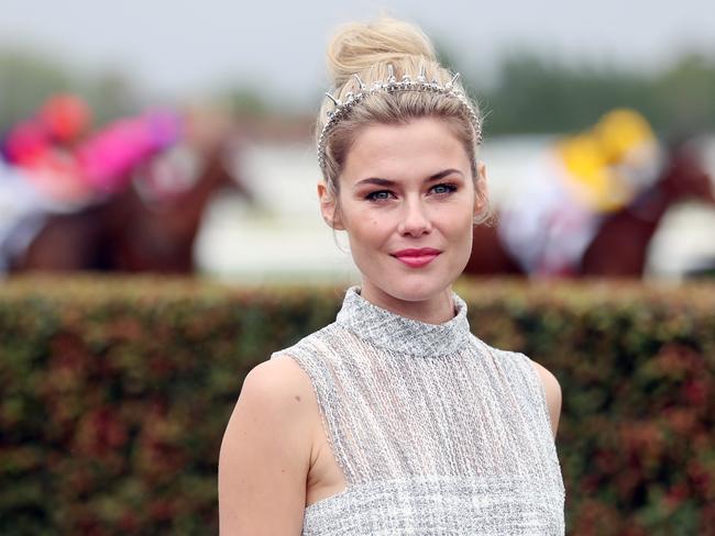 Rachael Taylor trackside at the Caulfield Cup. Picture: Alex Coppel.