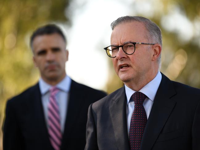 Anthony Albanese in Adelaide with new premier of South Australia, Peter Malinauskas. Picture: NCA NewsWire / Naomi Jellicoe