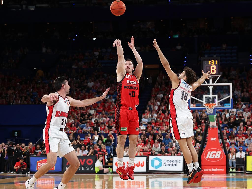 Elijah Pepper shoots from long range for the Wildcats. Picture: Paul Kane/Getty Images