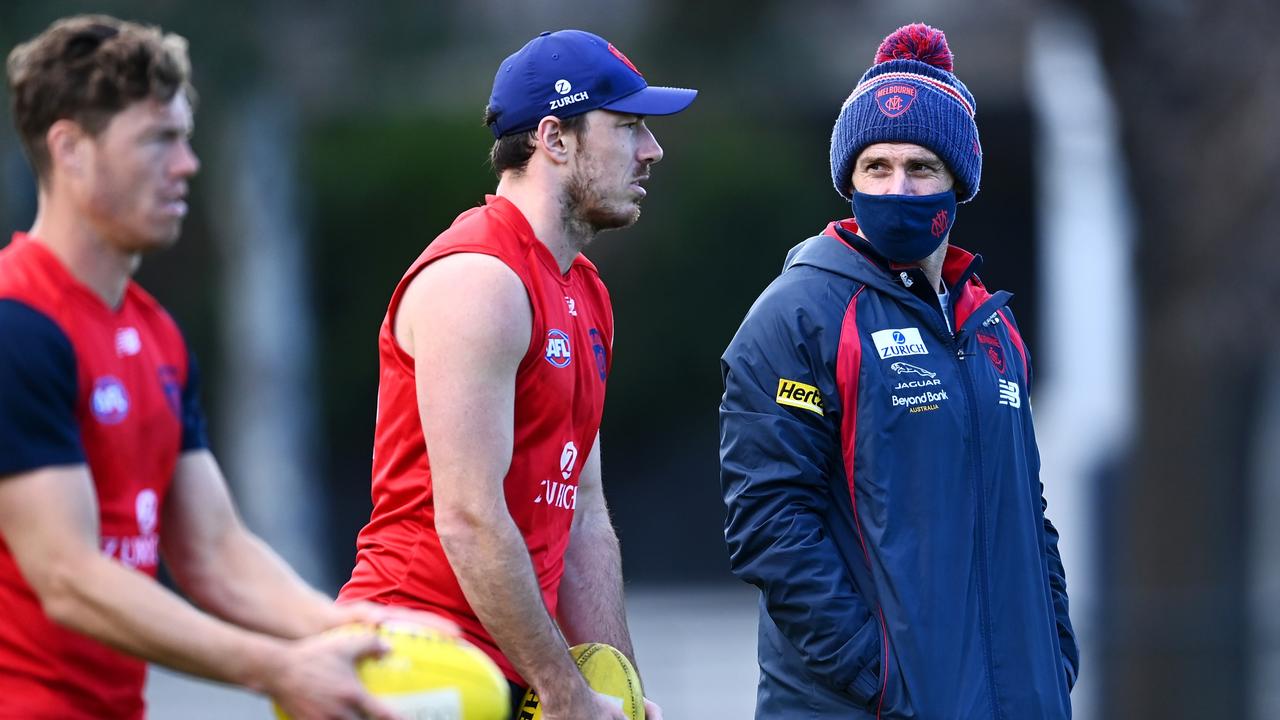 Demons coach Simon Goodwin is set to select Michael Hibberd to face Geelong. Picture: Quinn Rooney