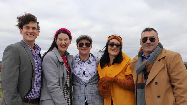 Nathan Atkinson, Lucy Boland, Cooper Morton, Jacinta Boland and Scott Morton at the Ergon Energy 2021 Warwick Picnic Day Races.