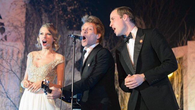 In 2013 the prince sang with Taylor Swift and Jon Bon Jovi at the Centrepoint Gala Dinner at Kensington Palace. Picture: PA/The Times