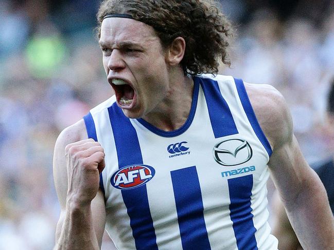 AFL: Richmond Tigers v North Melbourne Kangaroos at the MCG, 13th September, North Melbourne's Ben Brown goal in the second quarter. Picture : George Salpigtidis