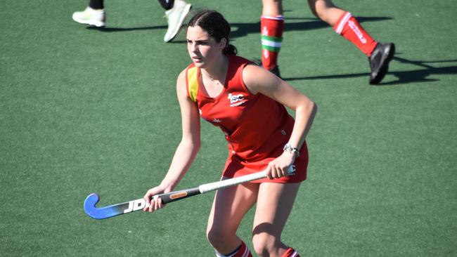 Illawarra South Coast player runs the field in division one match against Goulburn in the NSW U18s Girls Hockey Championships, May 23.